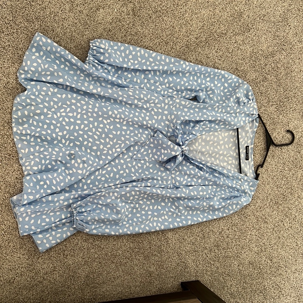 Blue patterned mini dress